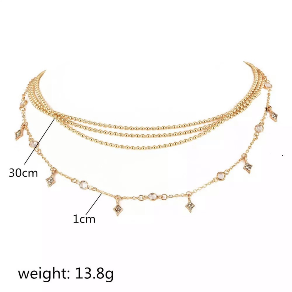 Shiny Multi-Layers Diamond and Star Necklace - Picture 4 of 6